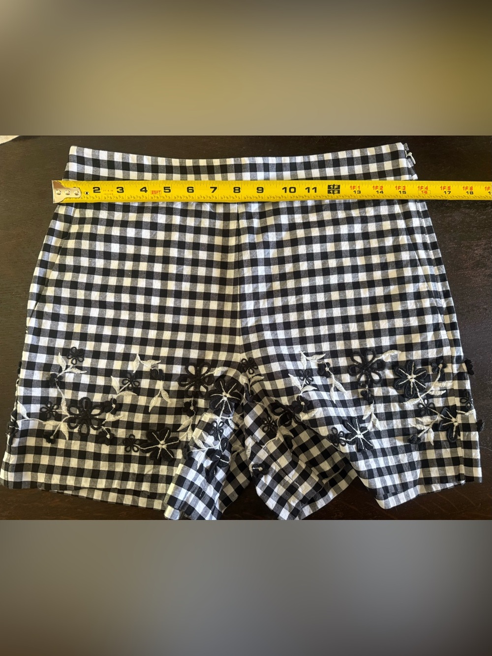 Black & White Gingham Floral Embroidered Women’s Shorts